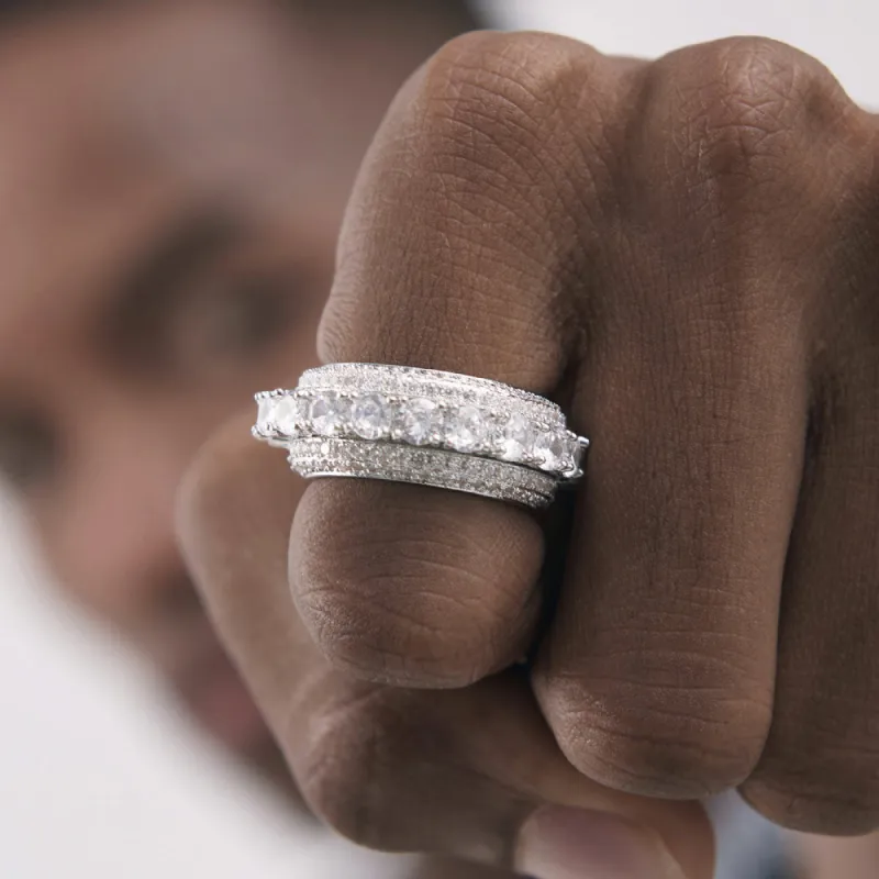 White Gold Zircon Rotatable Electroplated Ring sold by Ghetluxe