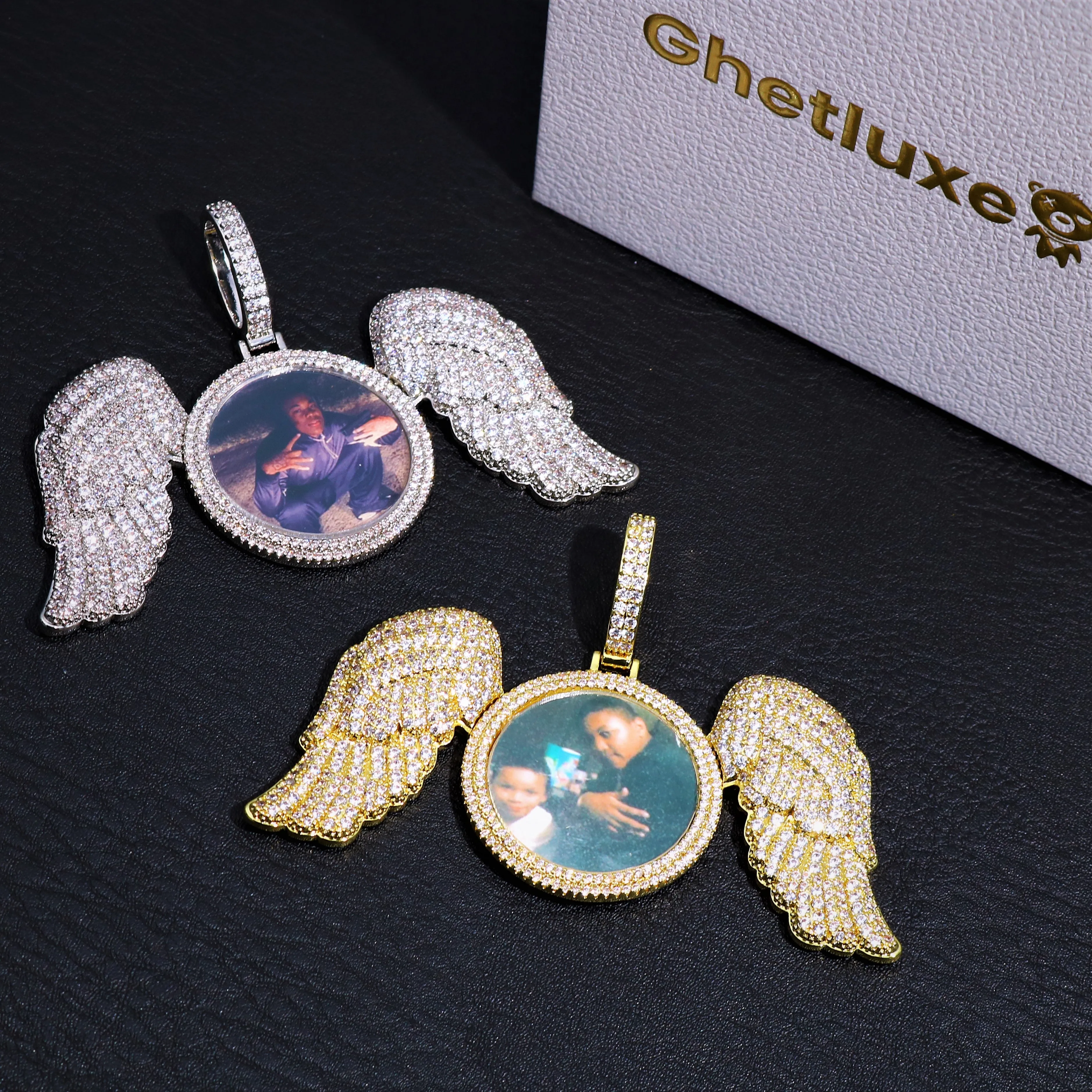Bling Bling Custom Photo Pendant with Angel Wings sold by Ghetluxe product image thumbnail 2