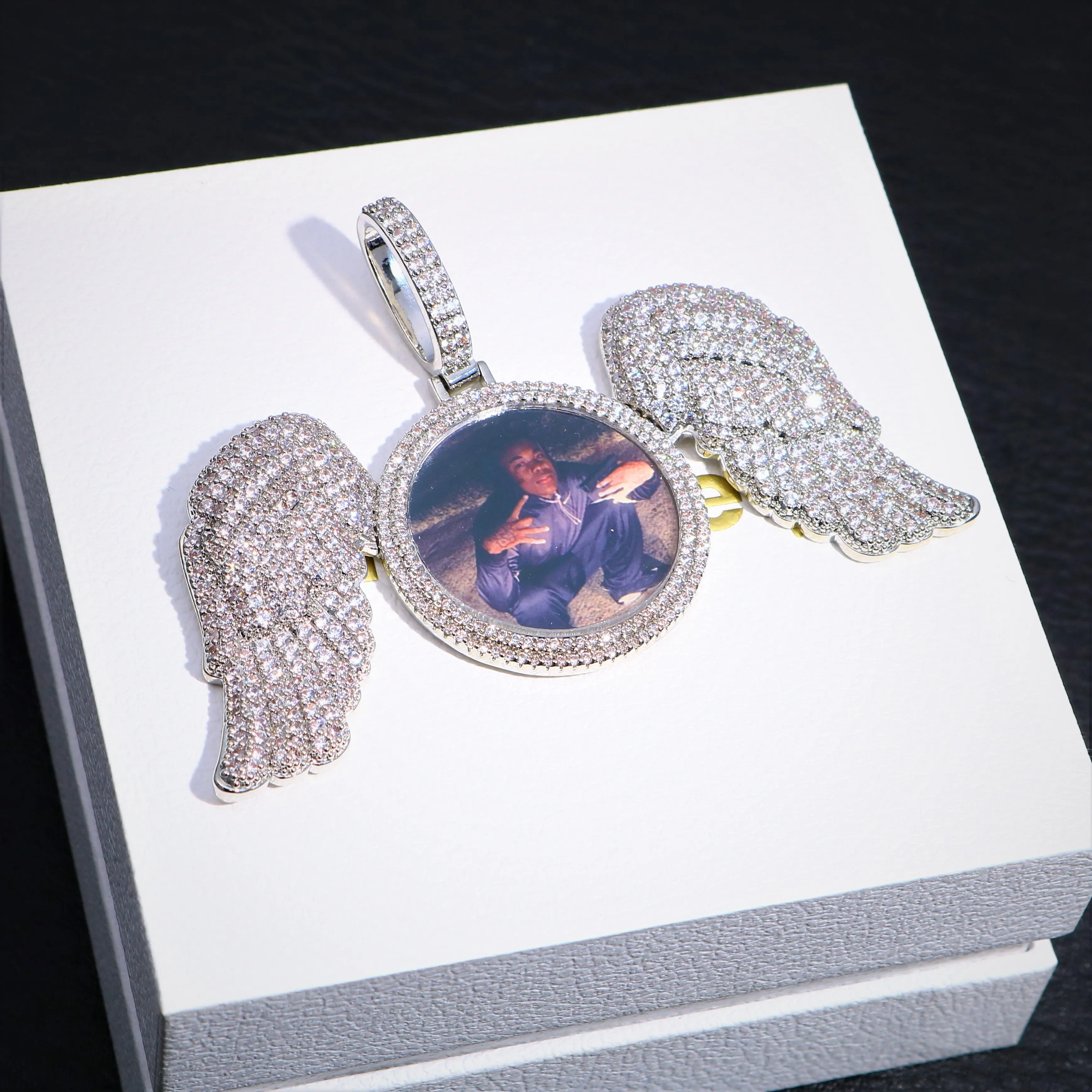 Bling Bling Custom Photo Pendant with Angel Wings sold by Ghetluxe product image thumbnail 4