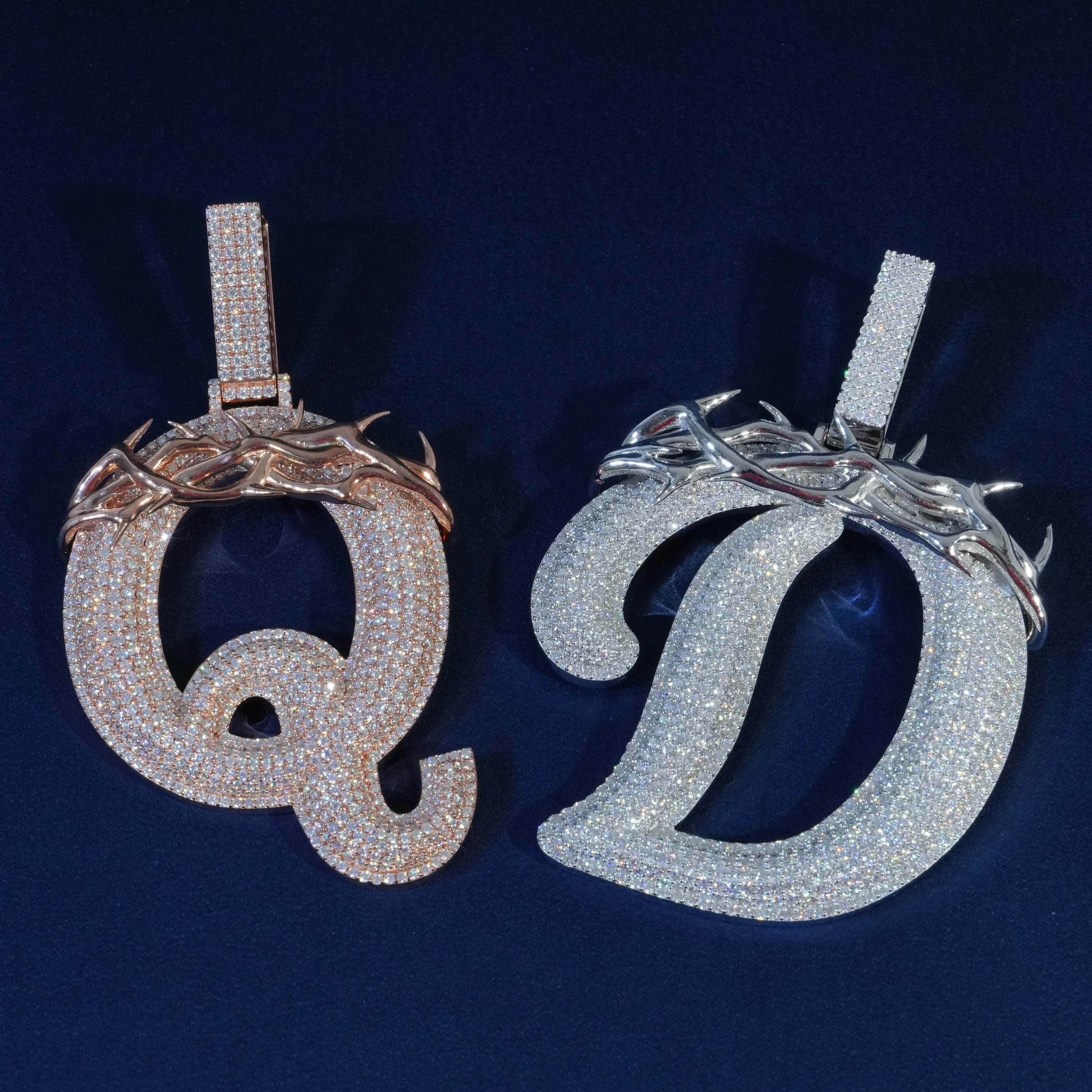 Diamond Jumbo Thorn Initial Pendant Necklace sold by Ghetluxe product image thumbnail 2