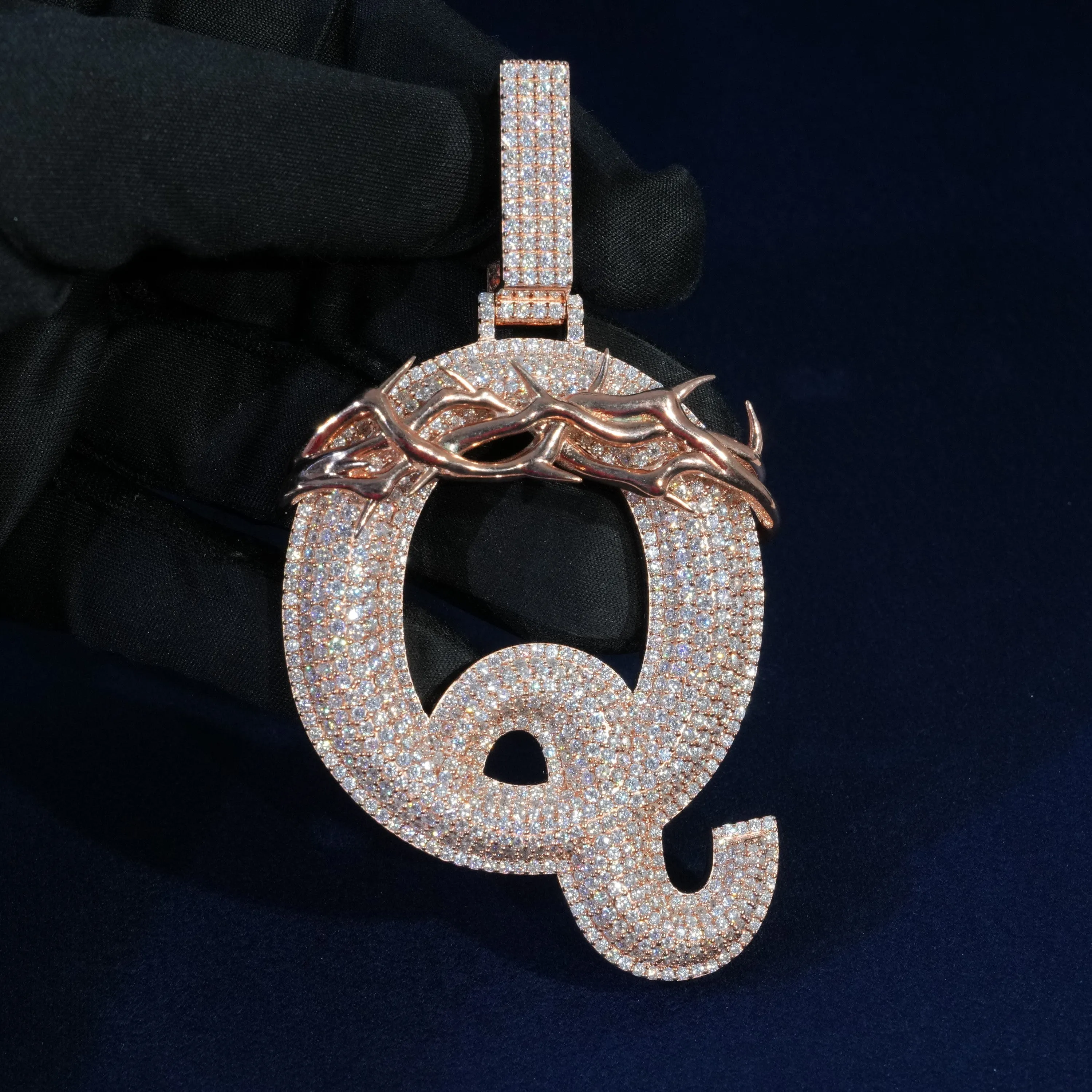 Diamond Jumbo Thorn Initial Pendant Necklace sold by Ghetluxe product image thumbnail 3