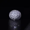 Moissanite S925 Clustered Ring in White Gold sold by Ghetluxe