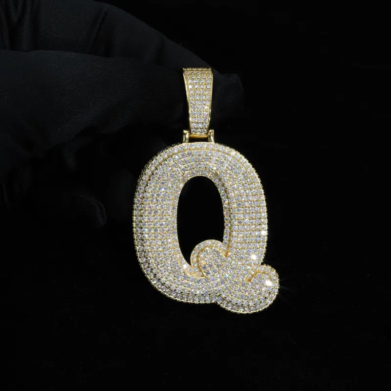 Full Iced 3D Multi-layer Initial Pendant sold by Ghetluxe