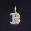 Moissanite Baguette Script Letter B Pendant sold by Ghetluxe