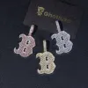 Moissanite Baguette Script Letter B Pendant sold by Ghetluxe