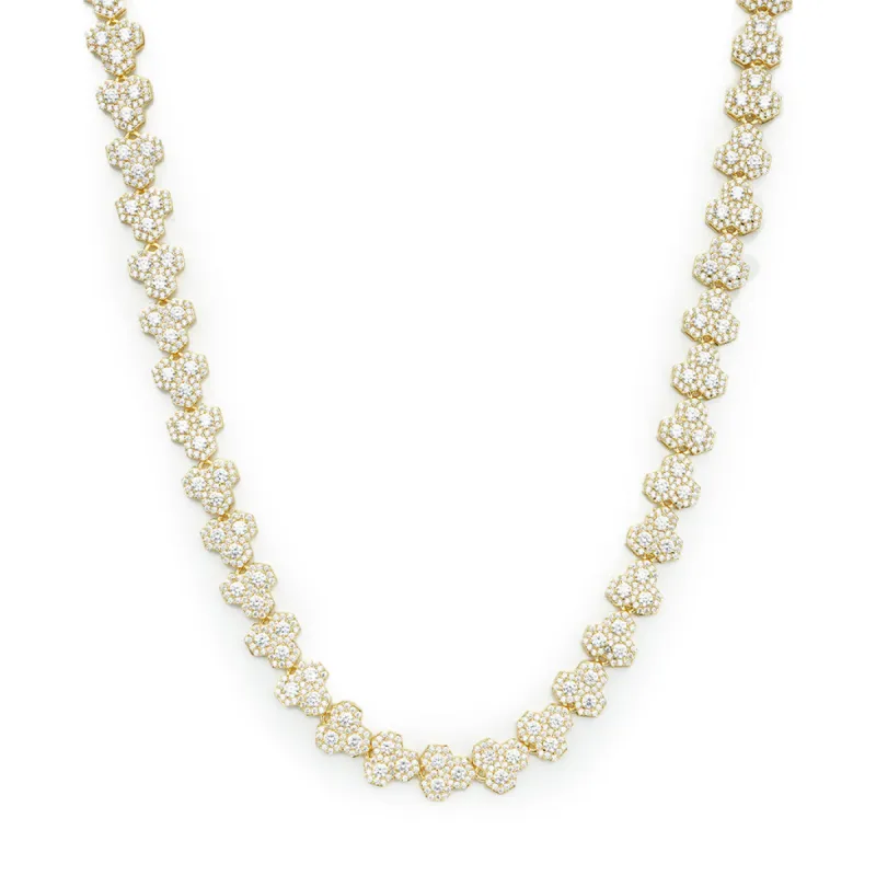 10mm Honeycomb Tennis Chain in Gold sold by Ghetluxe