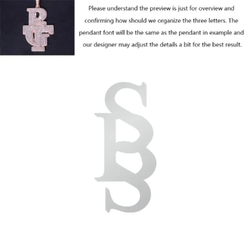 Iced Three Initial Monogram Custom Pendant (Moissanite Available) sold by Ghetluxe