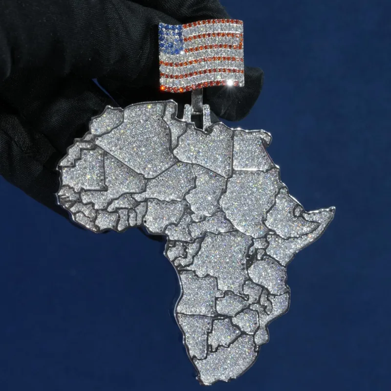 Diamond African American Pendant Necklace sold by Ghetluxe