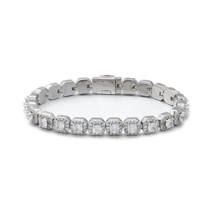Women's 7mm Clustered Tennis Bracelet in White Gold sold by Ghetluxe
