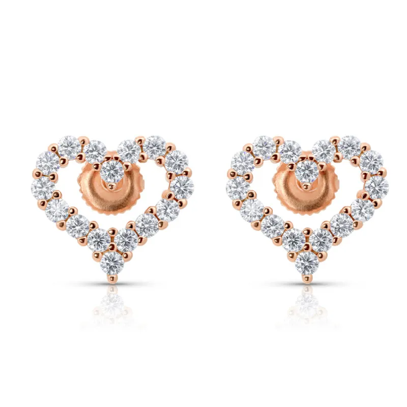 Diamond Heart Stud Earrings sold by Ghetluxe