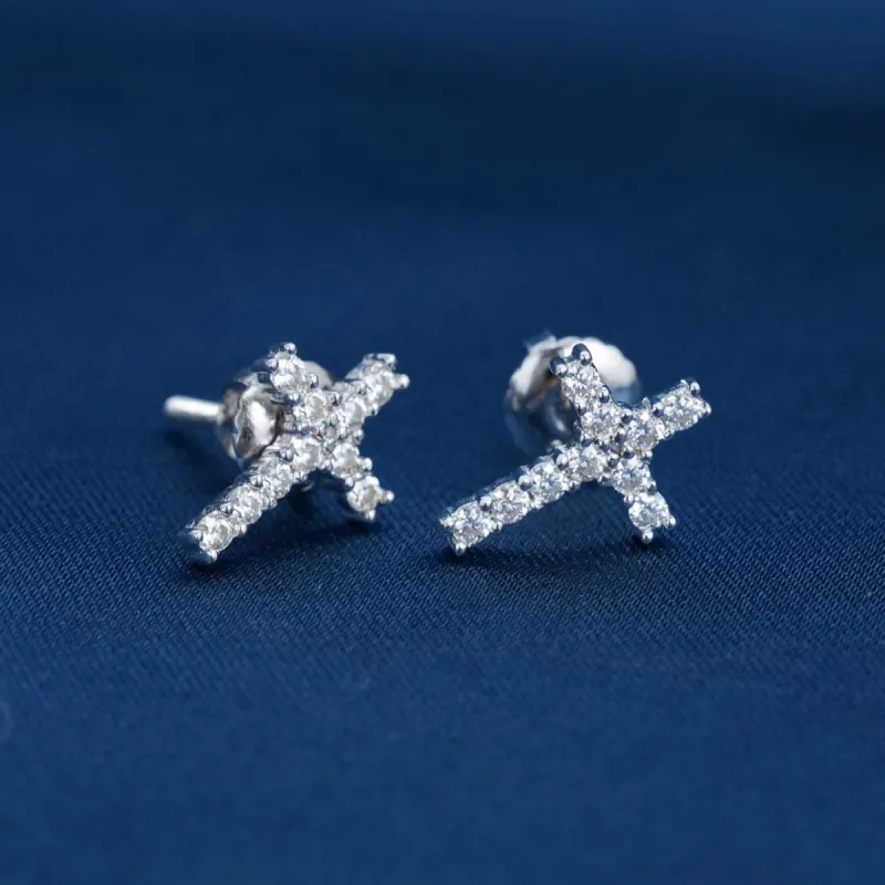 Moissanite S925 Cross Stud Earrings sold by Ghetluxe