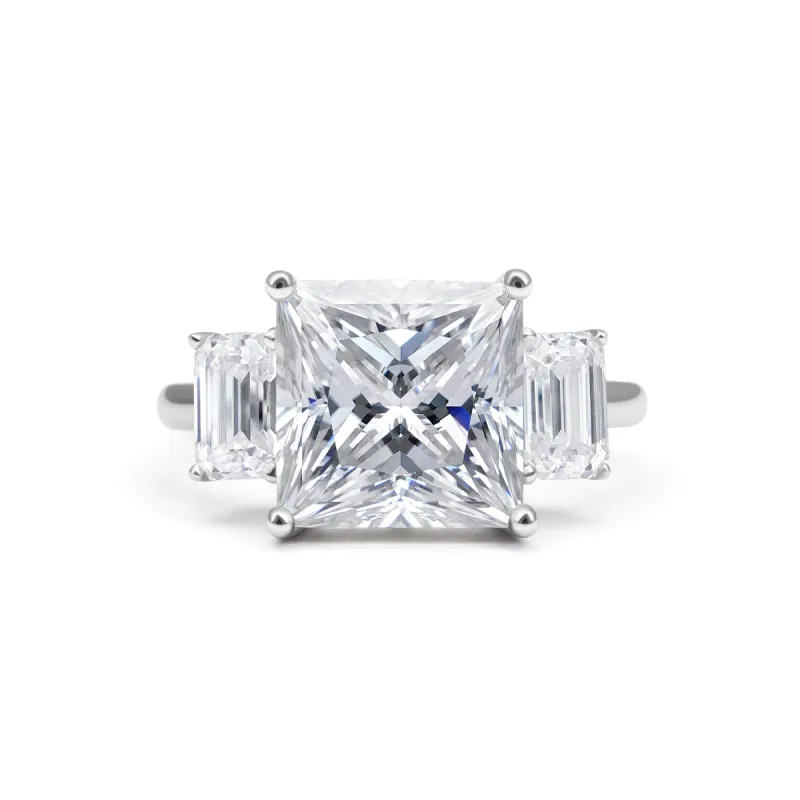 Three Stone Princess Cut Moissanite Ring sold by Ghetluxe
