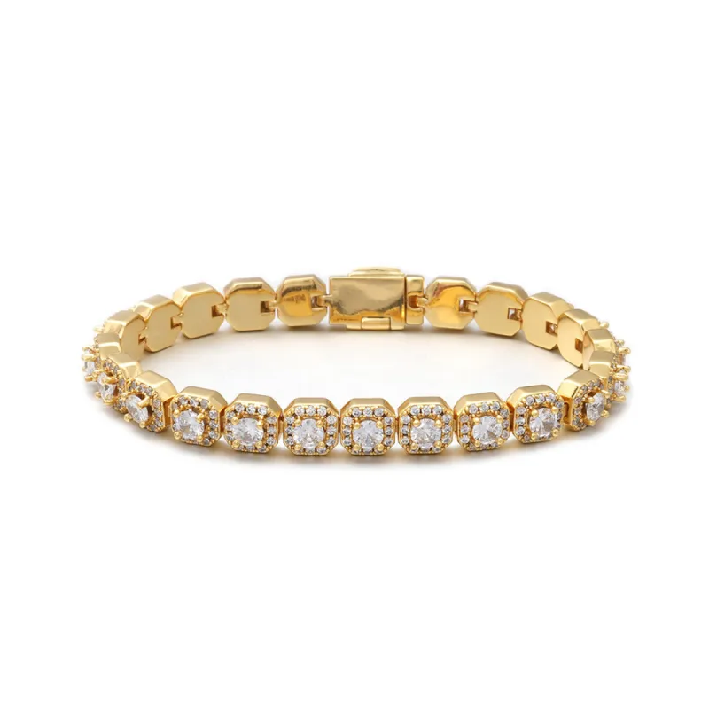 Women's 7mm Clustered Tennis Bracelet in Gold sold by Ghetluxe