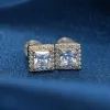 Princess Cut Halo Stud Earrings sold by Ghetluxe