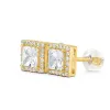 Princess Cut Halo Stud Earrings sold by Ghetluxe