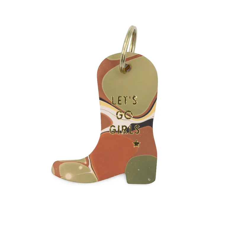 "Let's Go Girls" Cowboy Boot Keychain made by Glad & Young Studio