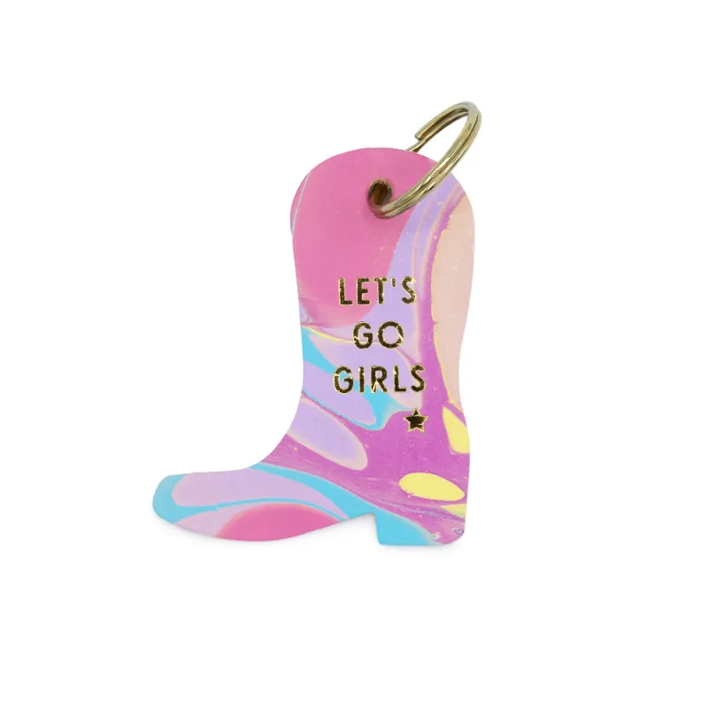 "Let's Go Girls" Cowboy Boot Keychain made by Glad & Young Studio