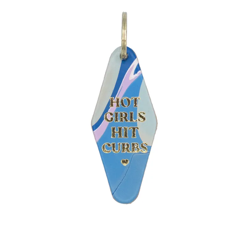 "Hot Girls Hit Curbs" Hotel Keychain made by Glad & Young Studio