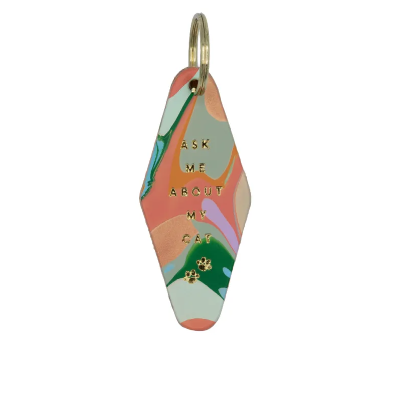"Ask Me About My Cat" Hotel Keychain made by Glad & Young Studio