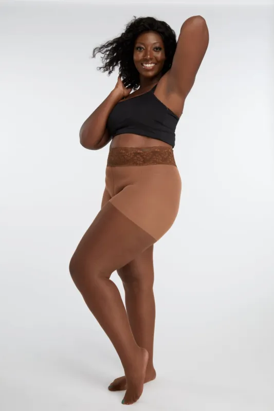 Brown Sheer Pantyhose With Luxe Comfort Waistband sold by Hipstik Legwear