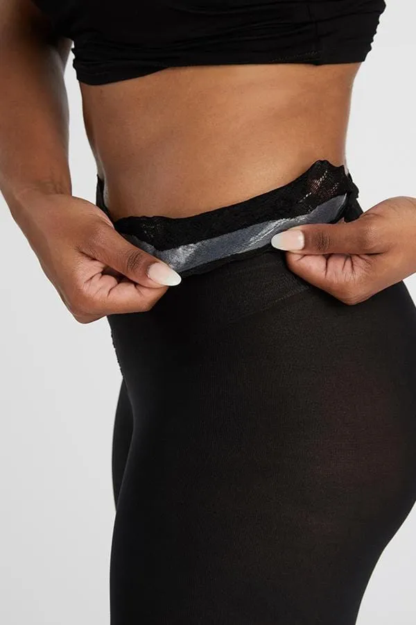 Black Opaque Footless Tights With Luxe Comfort Waistband sold by Hipstik Legwear product image thumbnail 4