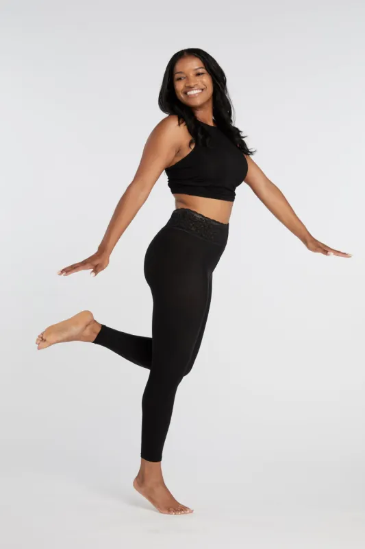 Black Opaque Footless Tights With Luxe Comfort Waistband sold by Hipstik Legwear