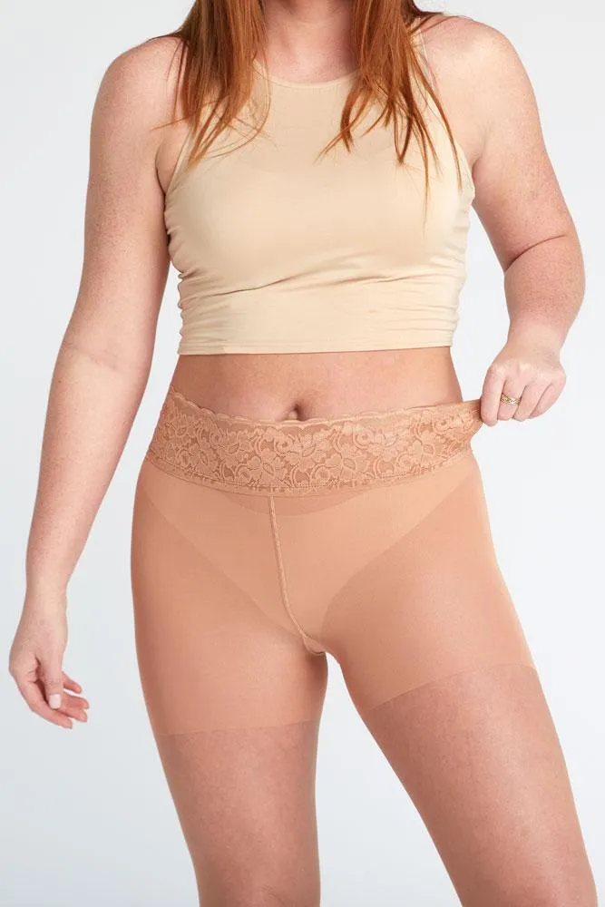 Tan Nude Sheer Pantyhose With Luxe Comfort Waistband sold by Hipstik Legwear product image thumbnail 3