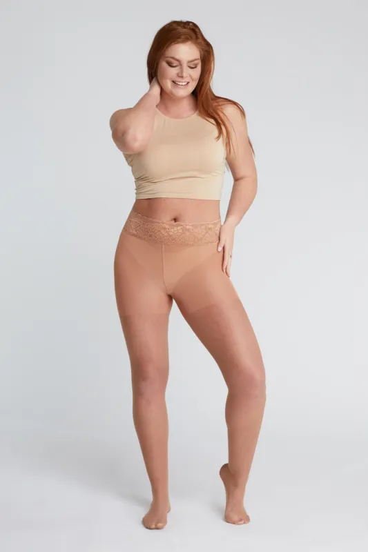 Tan Nude Sheer Pantyhose With Luxe Comfort Waistband sold by Hipstik Legwear