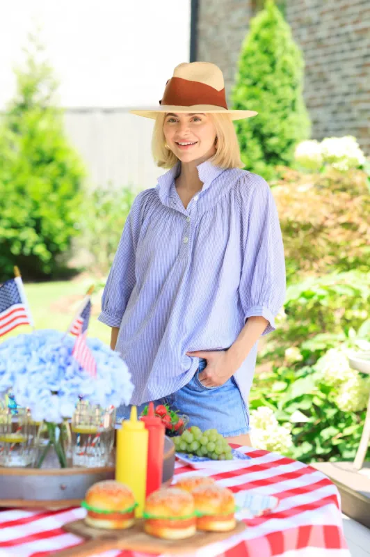 Avie Top-Blue Seersucker sold by Holly Shae