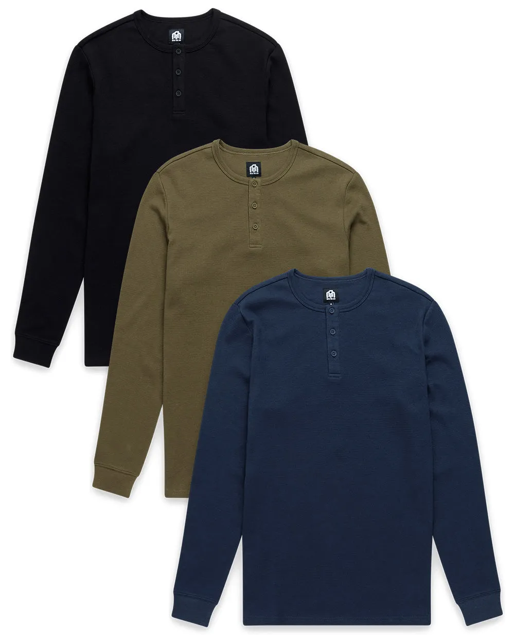 Custom 3 Pack Long Sleeve Waffle Knit Henley sold by INTO THE AM