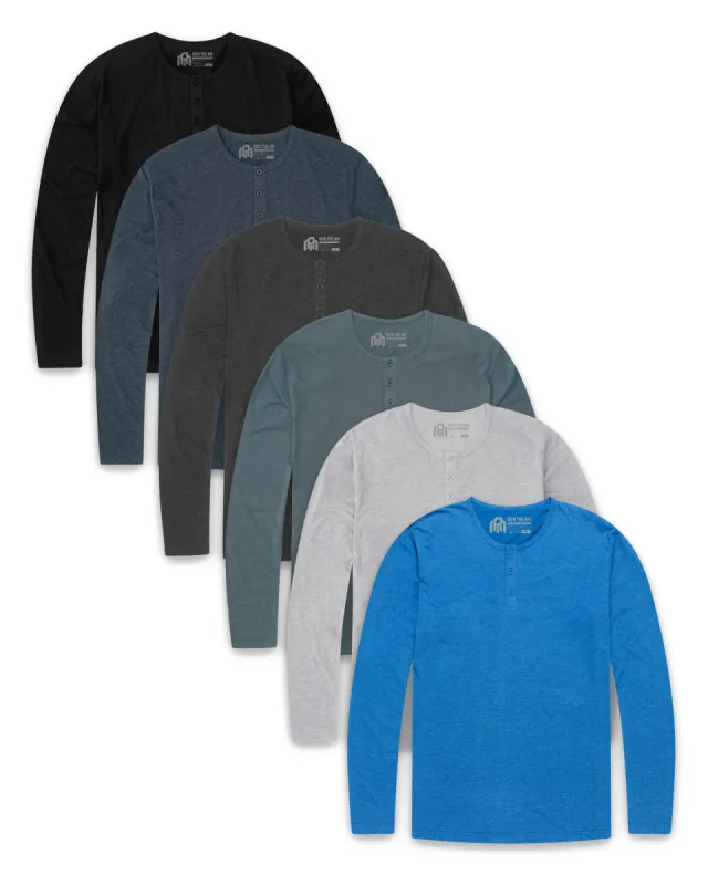 Pack of the Week - 6 Pack Long Sleeve Henley Tee - Non-Branded sold by INTO THE AM