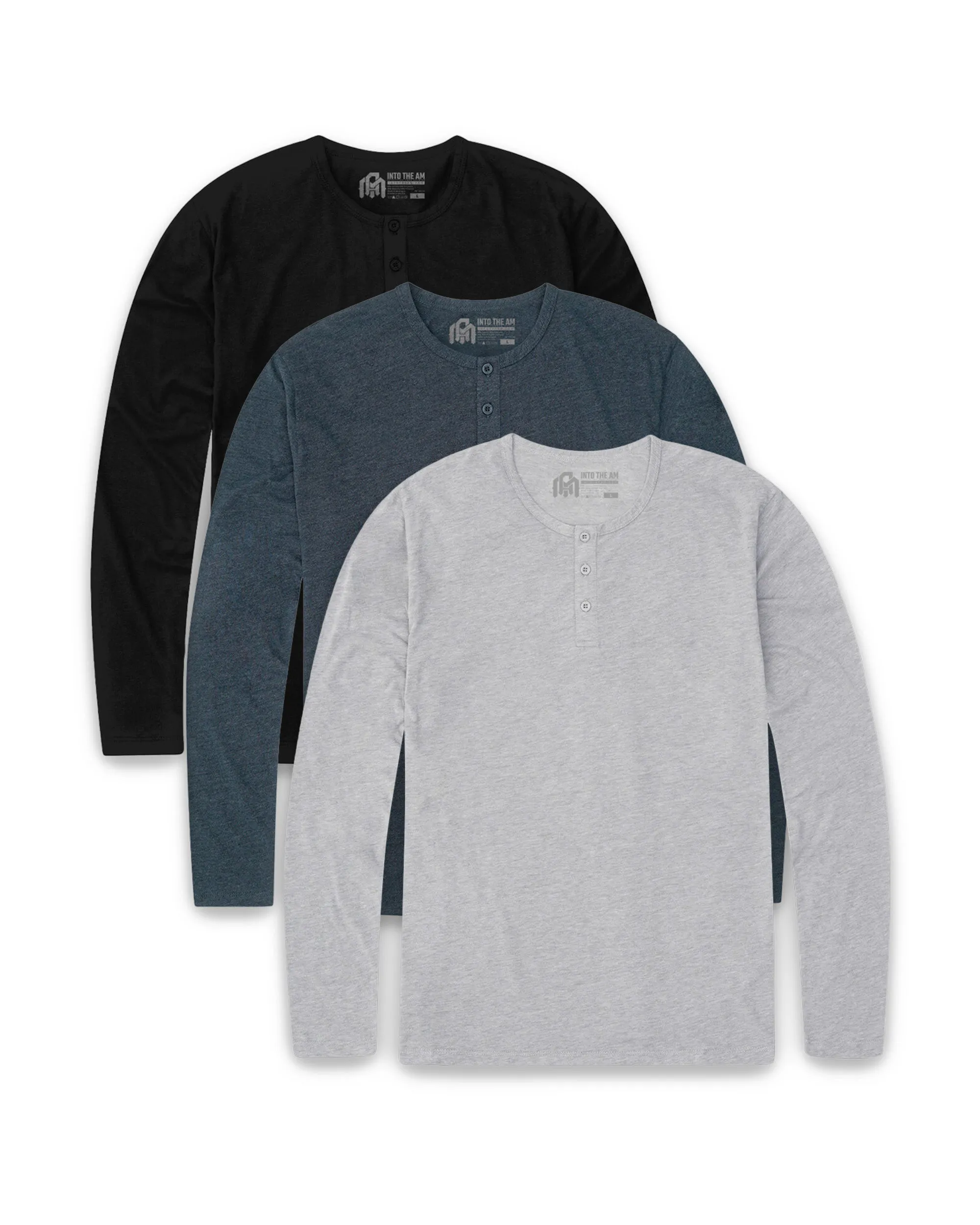 Pack of the Week - 3 Pack Long Sleeve Henley Tee - Non-Branded sold by INTO THE AM