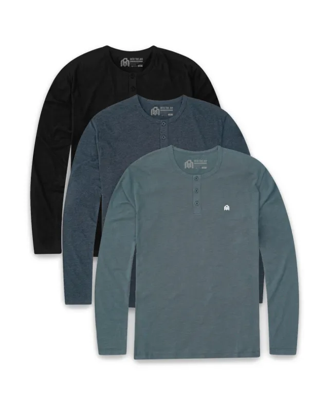 Pack of the Week - 3 Pack Long Sleeve Henley Tee - Branded sold by INTO THE AM