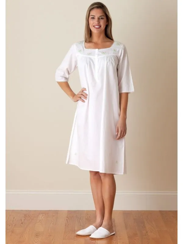 Isabelle White Cotton Nightgown, Embroidered sold by Jacaranda Living