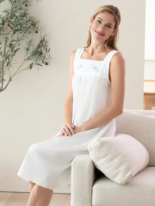 Violet White Cotton Nightgown sold by Jacaranda Living