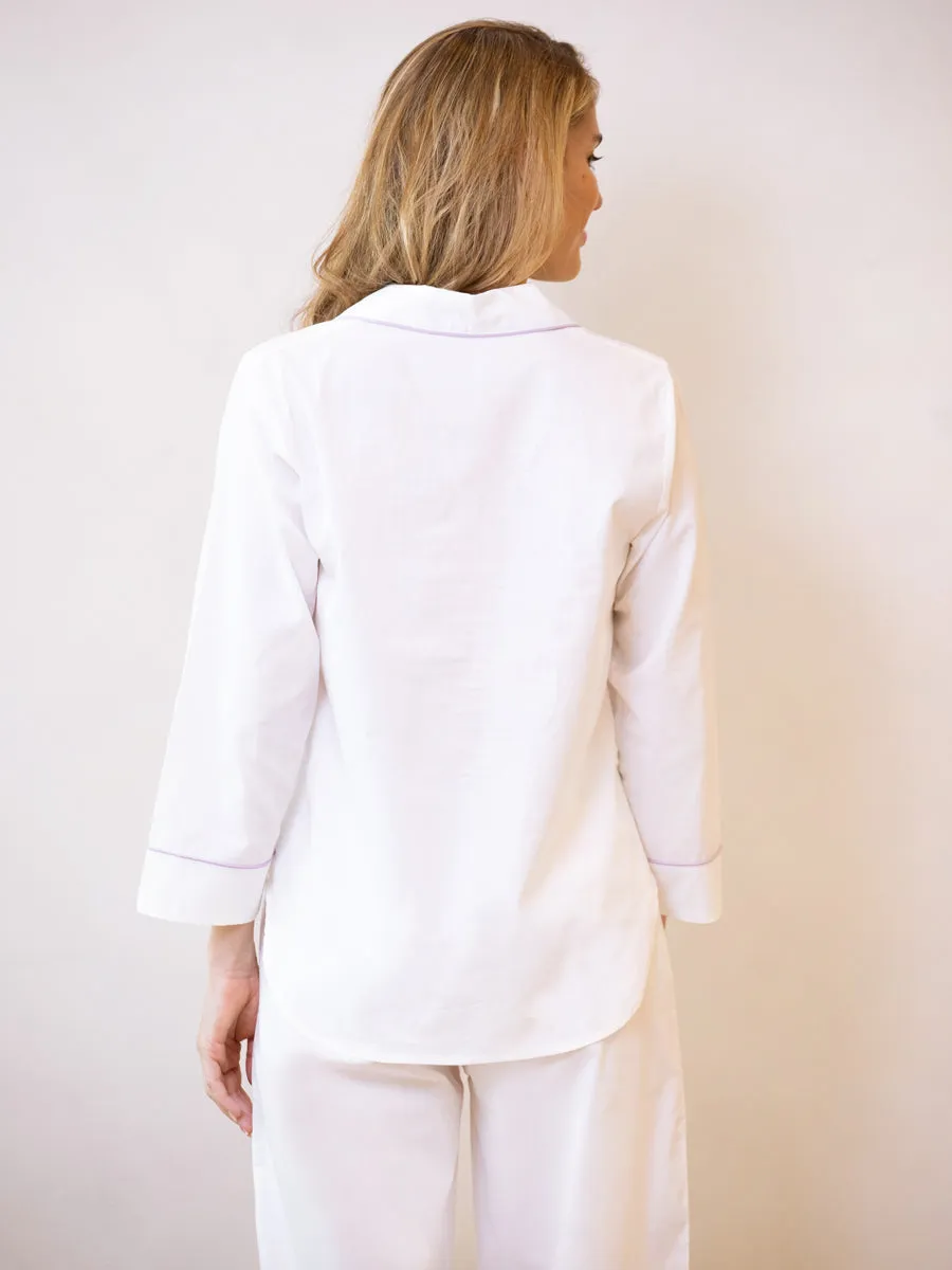 Luna White Cotton Pajamas sold by Jacaranda Living product image thumbnail 3