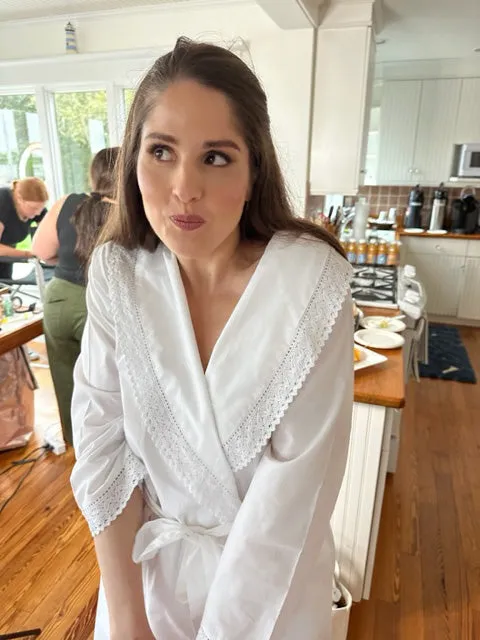 Bathrobe - White Cotton, Long Sleeve sold by Jacaranda Living product image thumbnail 4