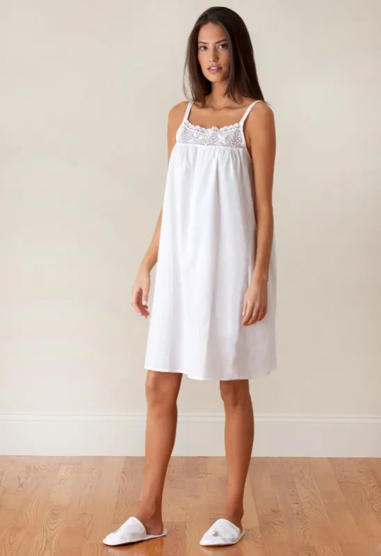 Jenn White Cotton Nightgown, Lace sold by Jacaranda Living