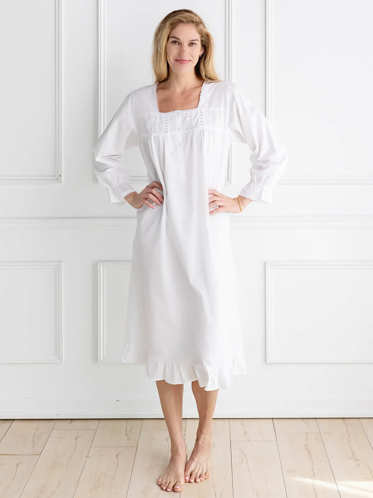 Tessa White Cotton Nightgown sold by Jacaranda Living