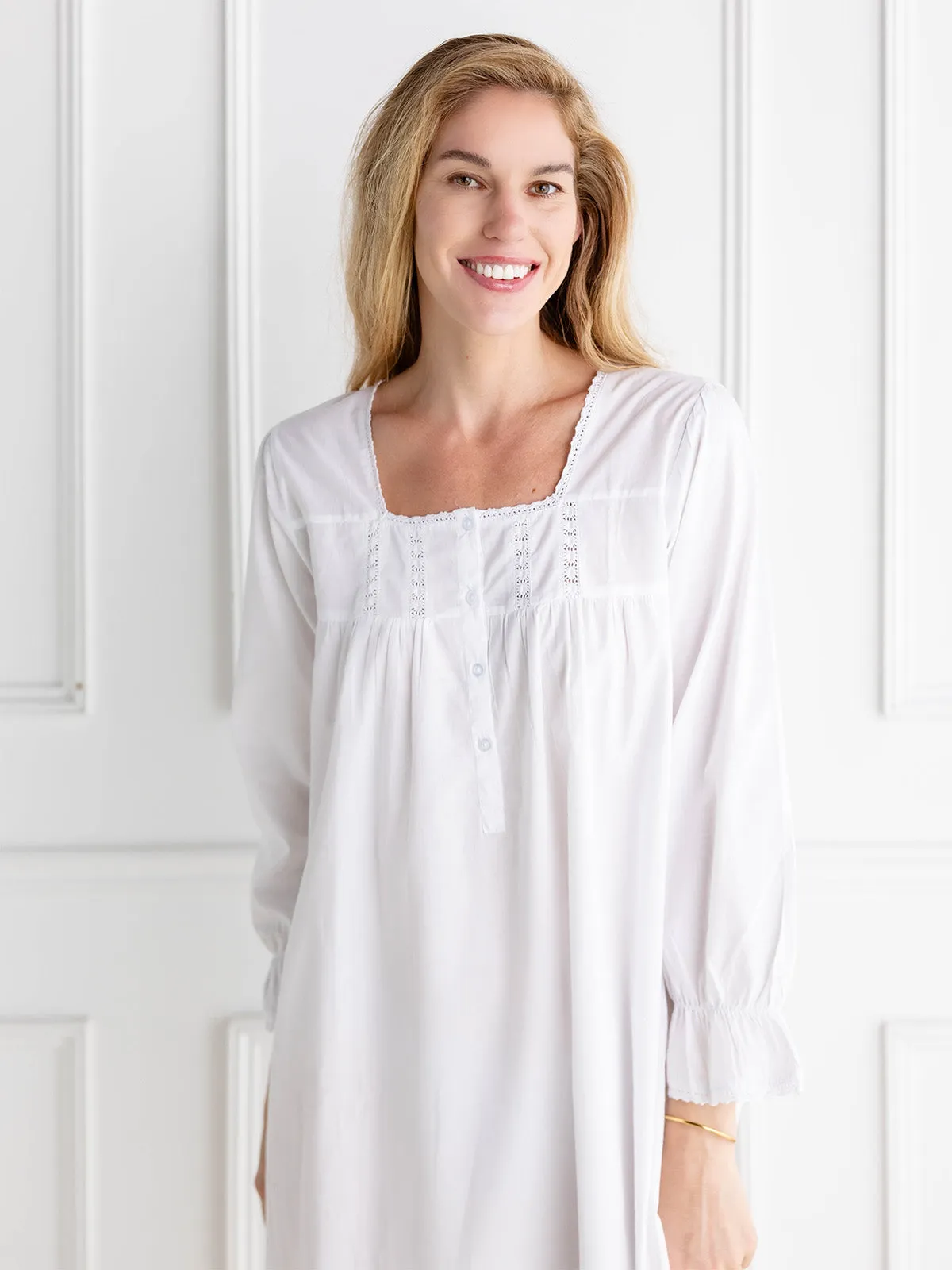 Tessa White Cotton Nightgown sold by Jacaranda Living product image thumbnail 3