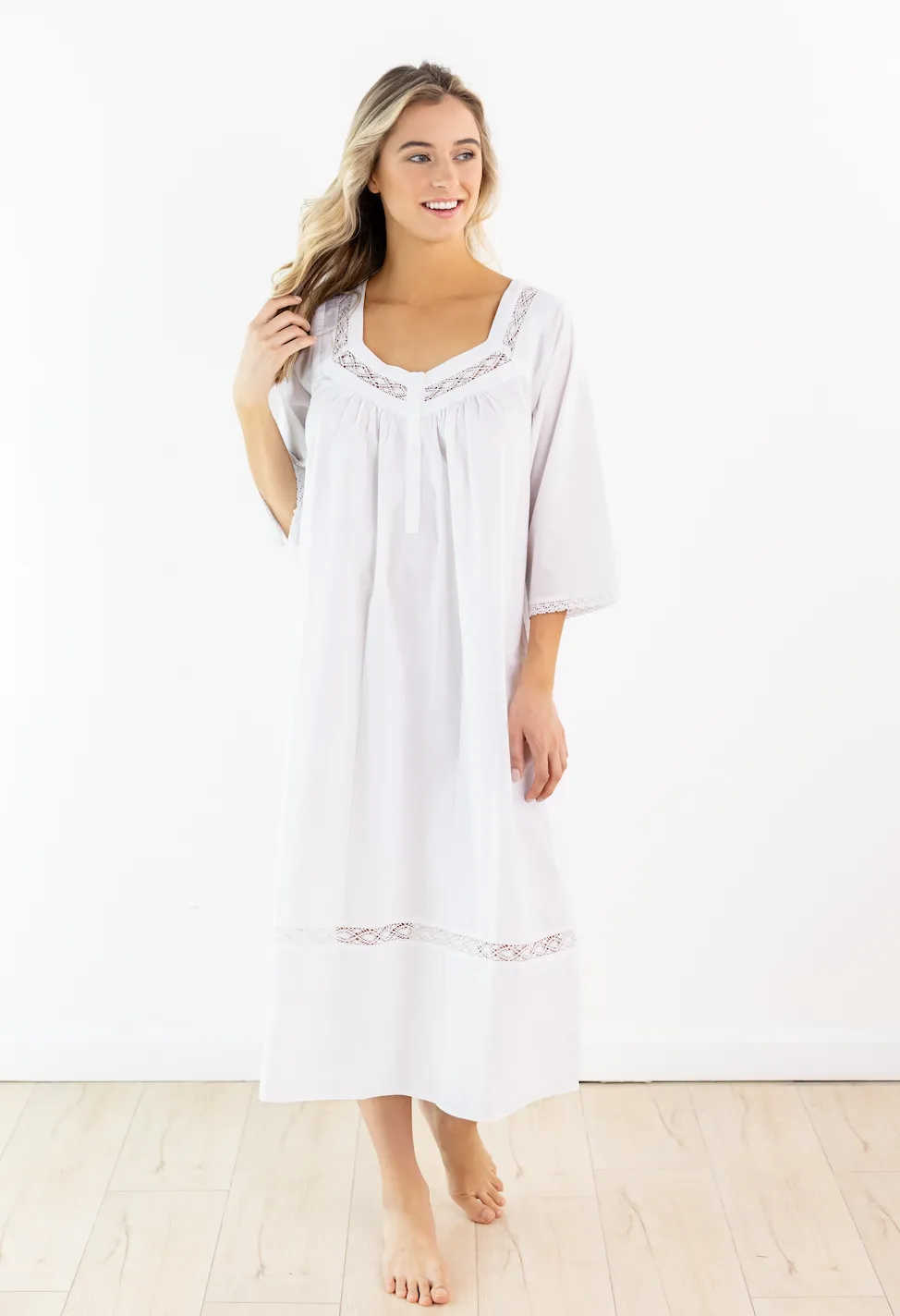 Victoria White Cotton Nightgown sold by Jacaranda Living product image thumbnail 2