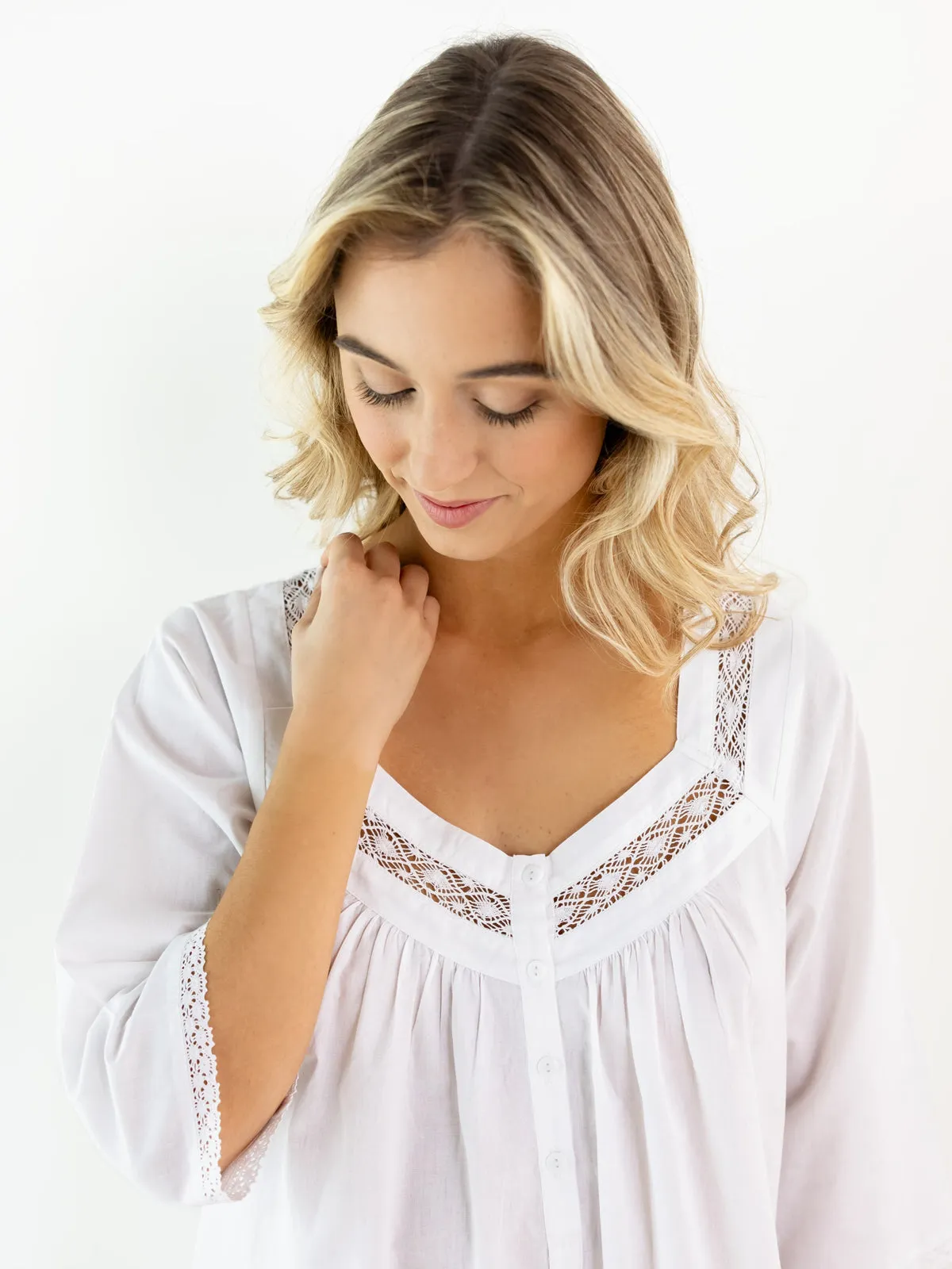 Victoria White Cotton Nightgown sold by Jacaranda Living product image thumbnail 3