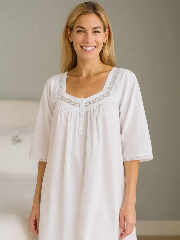 Victoria White Cotton Nightgown sold by Jacaranda Living