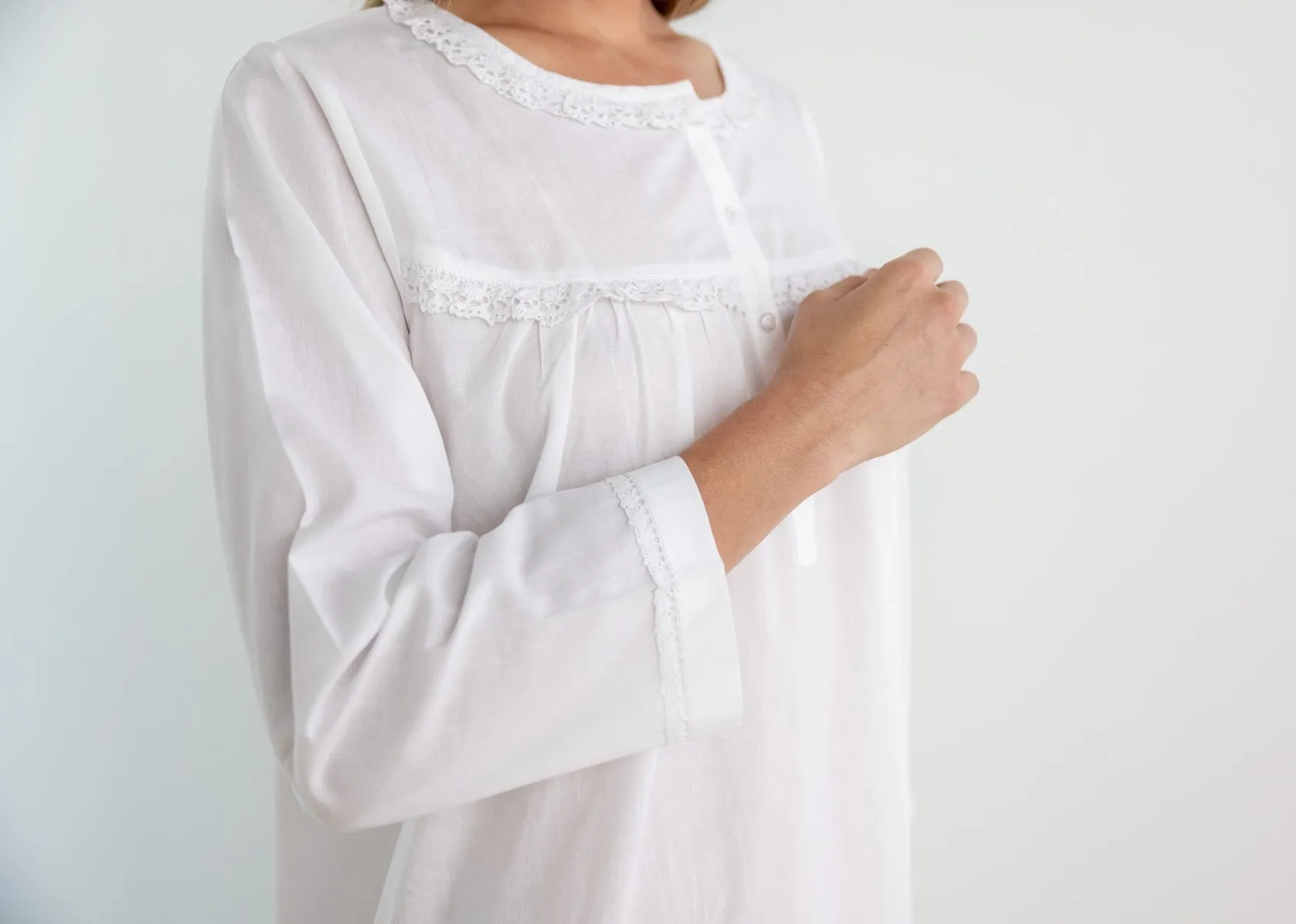 Catherine White Cotton Nightgown sold by Jacaranda Living product image thumbnail 3