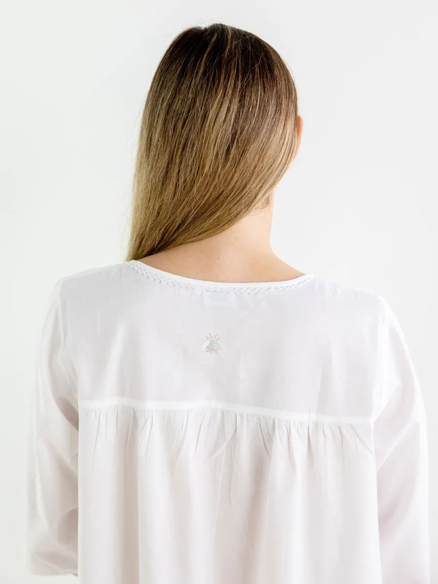 Bee White Cotton Nightgown, Embroidered sold by Jacaranda Living product image thumbnail 5