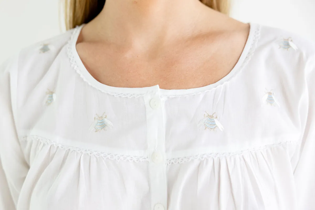 Bee White Cotton Nightgown, Embroidered sold by Jacaranda Living product image thumbnail 2