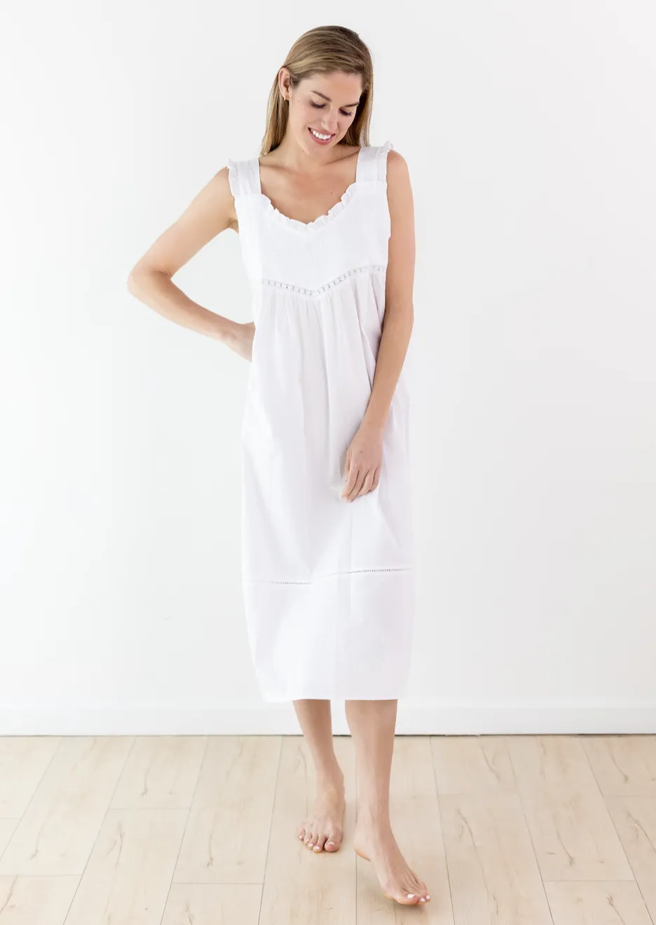 Cecily White Cotton Nightgown sold by Jacaranda Living