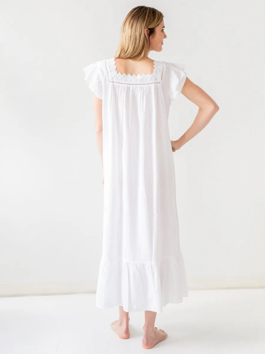 Genevieve White Cotton Nightgown sold by Jacaranda Living product image thumbnail 4