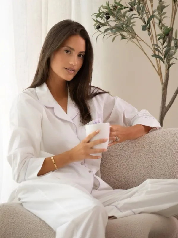 Luna White Cotton Pajamas sold by Jacaranda Living