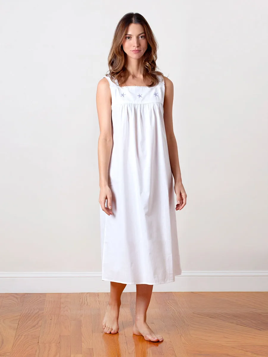 Starfish White Cotton Nightgown, Embroidered sold by Jacaranda Living product image thumbnail 5